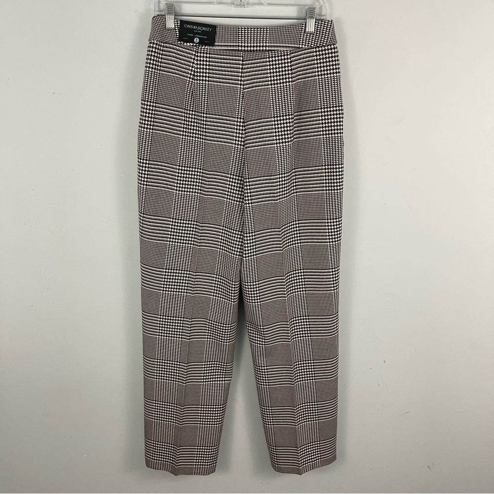 CYNTHIA ROWLEY Houndstooth High Rise Straight Leg Trouser Pants 8, 12 - Picture 11 of 16